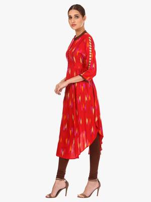 Red printed viscose kurti 3