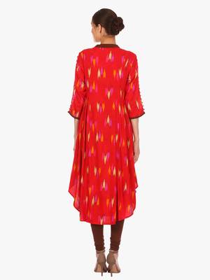 Red printed viscose kurti 4