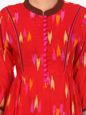 Red printed viscose kurti 5