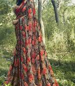 multicolor printed chiffon saree with blouse