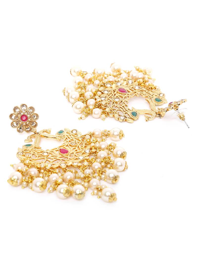 Traditional Gold Plated Kundan & Pearl Earrings For Women