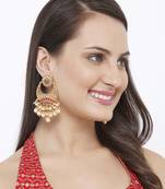 Traditional Gold Plated Kundan & Pearl Chandbali Earrings For Women And Girls