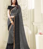 Black Embroidered georgette saree with blouse