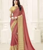 Beige Embroidered georgette saree with blouse