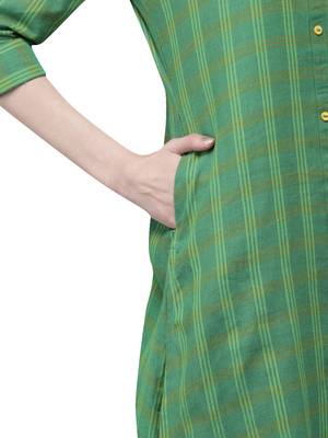 Green hand woven viscose ethnic-kurtis 5