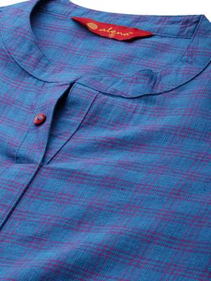 Blue hand woven viscose ethnic-kurtis 2
