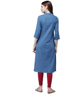 Blue hand woven viscose ethnic-kurtis 3