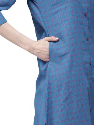 Blue hand woven viscose ethnic-kurtis 5
