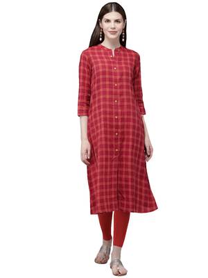 Maroon hand woven viscose ethnic-kurtis 1