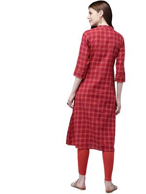 Maroon hand woven viscose ethnic-kurtis 3