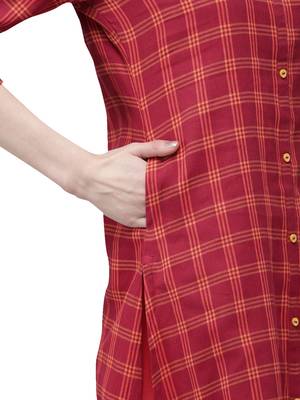 Maroon hand woven viscose ethnic-kurtis 5