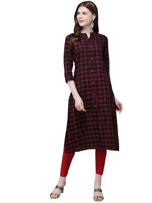 Black hand woven viscose ethnic-kurtis 1