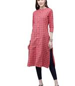 Peach hand woven viscose ethnic-kurtis