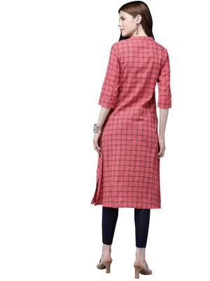 Peach hand woven viscose ethnic-kurtis 3