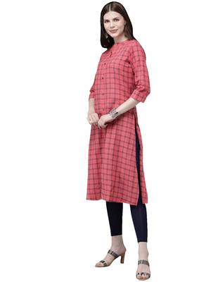 Peach hand woven viscose ethnic-kurtis 4
