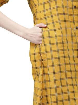 Mustard hand woven viscose ethnic-kurtis 5
