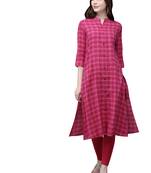 Pink hand woven viscose ethnic-kurtis