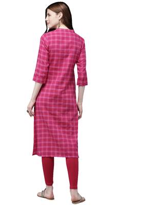 Pink hand woven viscose ethnic-kurtis 3