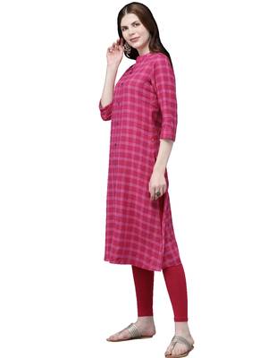 Pink hand woven viscose ethnic-kurtis 4