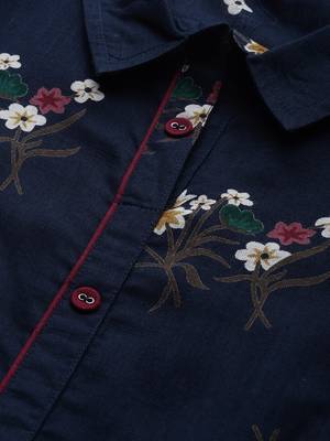 Navy-blue printed viscose ethnic-kurtis 2