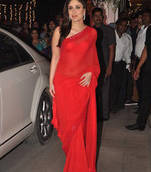 Red plain georgette saree with blouse