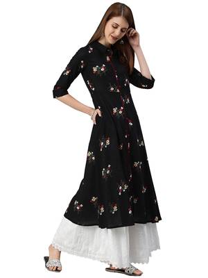 Black printed viscose ethnic-kurtis 4