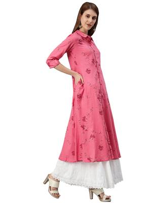 Light-coral printed viscose ethnic-kurtis 4