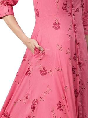 Light-coral printed viscose ethnic-kurtis 5