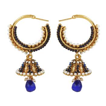 Blue Chandbali Bali Hoops Jhumki Jhumke Jimmiki Kammal 1