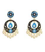 Blue Meenakari Earrings Hoops Flower Premium Stylish chandbali