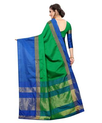 Women   s Cotton Silk Designer Saree with Solid Zari Border Saree 3