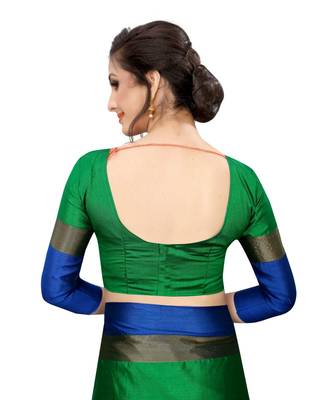 Women   s Cotton Silk Designer Saree with Solid Zari Border Saree 5