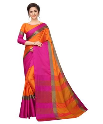 Women   s Cotton Silk Designer Saree with Solid Zari Border Saree 1