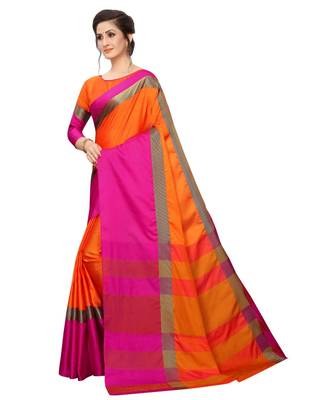 Women   s Cotton Silk Designer Saree with Solid Zari Border Saree 2