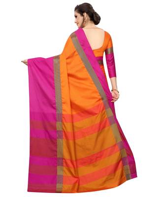Women   s Cotton Silk Designer Saree with Solid Zari Border Saree 3