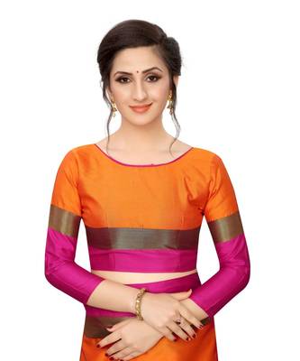 Women   s Cotton Silk Designer Saree with Solid Zari Border Saree 4