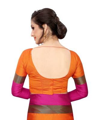 Women   s Cotton Silk Designer Saree with Solid Zari Border Saree 5