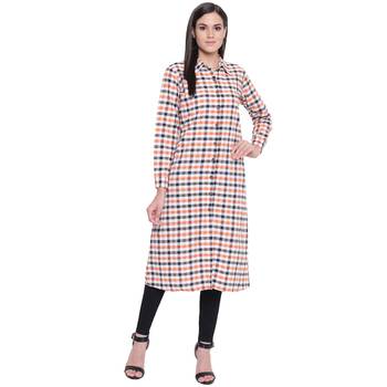 Multicolor printed cotton long-kurtis 1