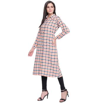 Multicolor printed cotton long-kurtis 3