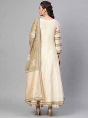 Cream screen print chanderi salwar 2