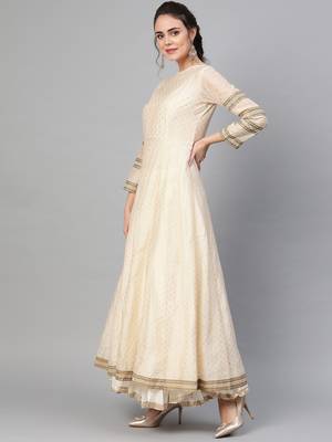 Cream screen print chanderi salwar 3