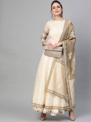Cream screen print chanderi salwar 4