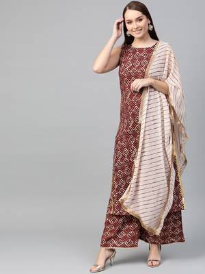 Maroon screen print rayon salwar 1
