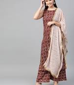 Maroon screen print rayon salwar