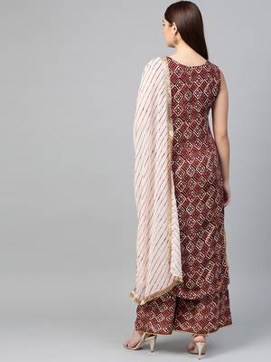 Maroon screen print rayon salwar 2