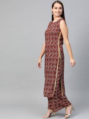 Maroon screen print rayon salwar 3