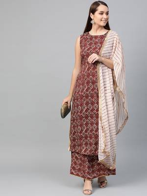 Maroon screen print rayon salwar 4