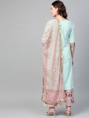 Light-blue screen print crepe salwar 2