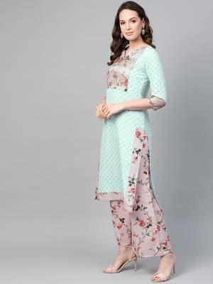 Light-blue screen print crepe salwar 3