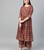 Maroon screen print rayon salwar